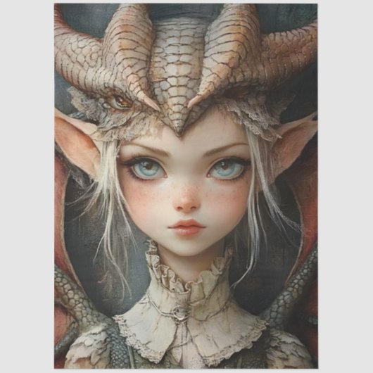 Gotische Mythologische Nymph Fantasy Dragon Tissuepapier (Voorkant)