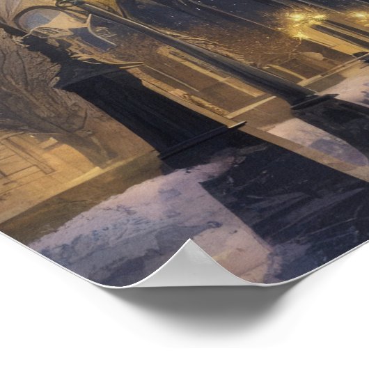 Gotische nachtkathedraal poster (Hoek)