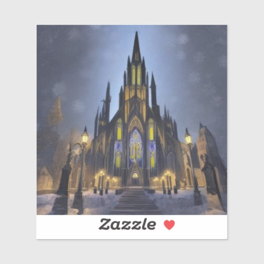 Gotische nachtkathedraal sticker (Vel)