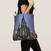 Gotische nachtkathedraal tote bag (Dichtbij)