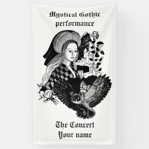 Gotische Nachtuil en vrouw Spandoek