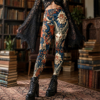 Gotische Navy Oranje Barok Gargouille Gehoornde De Leggings