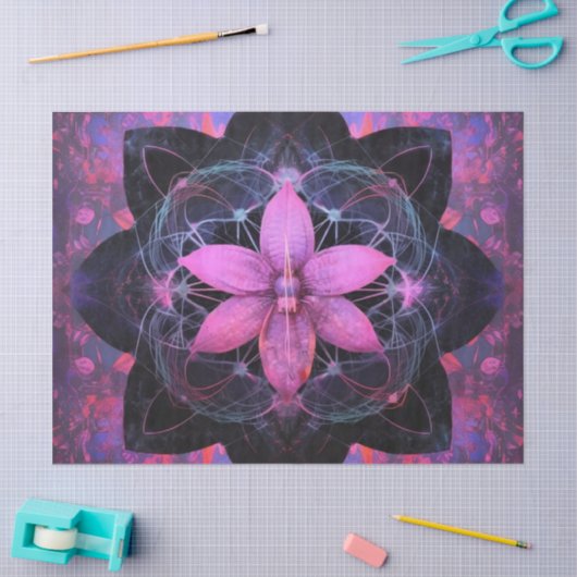  Gotische Neon Roze Bloem Decoupage Tissuepapier (Craft)