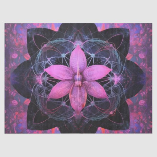  Gotische Neon Roze Bloem Decoupage Tissuepapier (Voorkant)