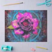 Gotische Neon Roze Rose Decoupage Tissuepapier (Craft)
