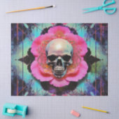 Gotische Neon Roze Roze Roze Schedel Decoupage Tissuepapier (Craft)