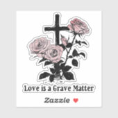 Gotische Occulte Begraafplaats Rozen en kruis Sticker (Vel)