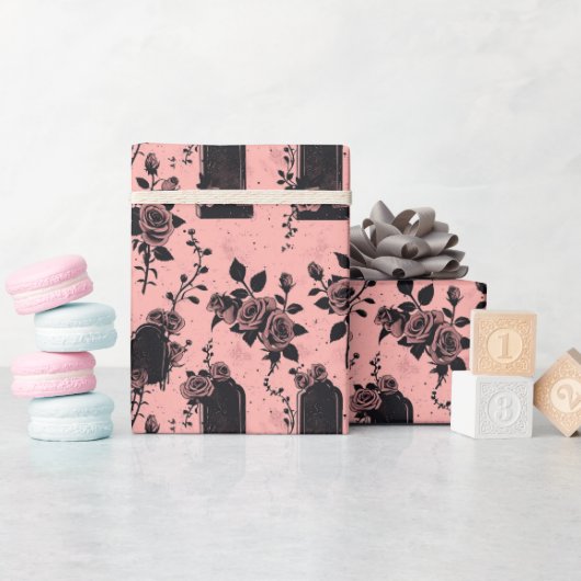 Gotische Occulte Roze Cemetery rozen Cadeaupapier (Baby Shower)