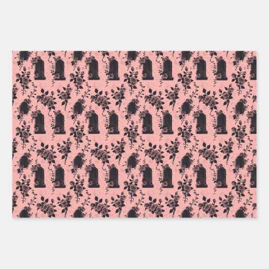 Gotische Occulte Roze Cemetery rozen Inpakpapier Vel (Voorkant)