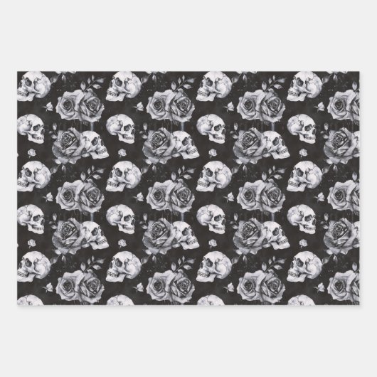 Gotische occulte schedel en Rozen Inpakpapier Vel (Voorkant 2)