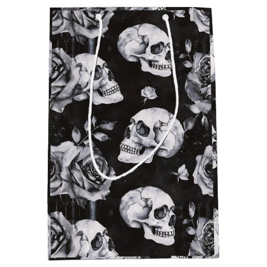 Gotische occulte schedel en Rozen Medium Cadeauzakje (Voorkant)