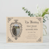  gotische oldschool foto bruiloft kaart (Staand voorkant)