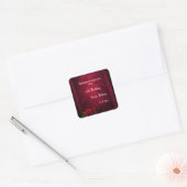 Gotische omkaderde letter & rode roos vierkante sticker (Envelop)