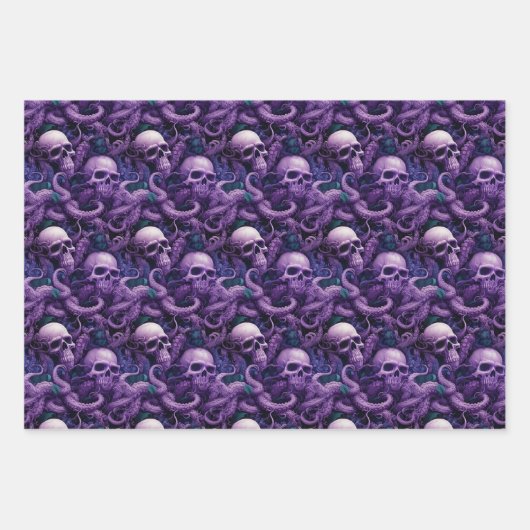 Gotische onderwater octopus tentakels en schedels inpakpapier vel (Voorkant 2)