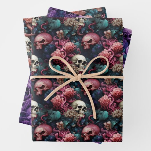 Gotische onderwater octopus tentakels en schedels inpakpapier vel (In situ)