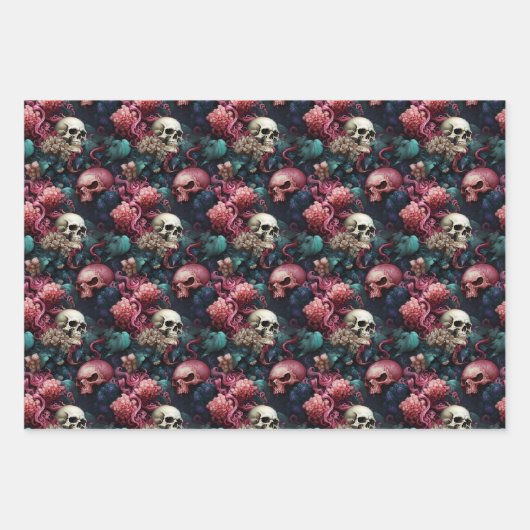 Gotische onderwater octopus tentakels en schedels inpakpapier vel (Voorkant)