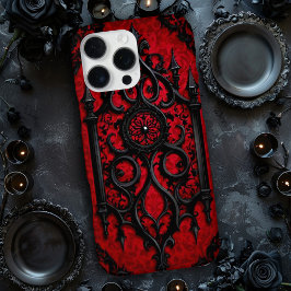 Gotische ontwerp in rood en zwart iPhone 16 pro max hoesje