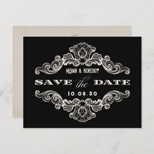  gotische ornament bruiloft save the date (Voorkant / Achterkant)