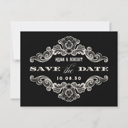 gotische ornament bruiloft save the date (Voorkant)