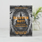 Gotische oude spookhuis Halloween Party Kaart (Staand voorkant)