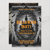 Gotische oude spookhuis Halloween Party Kaart (Voorkant / Achterkant)