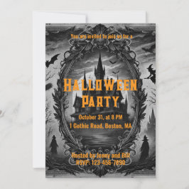 Gotische oude spookhuis Halloween Party Kaart