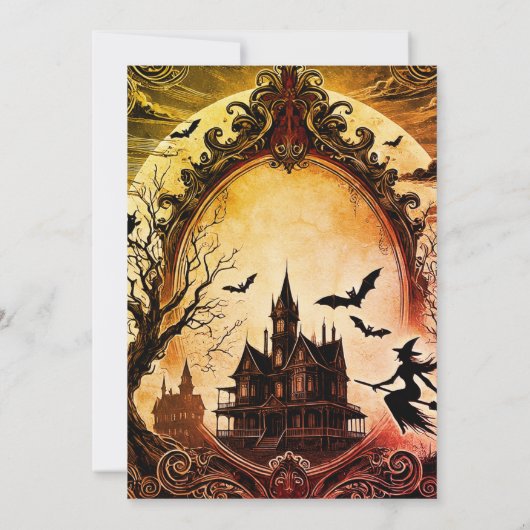 Gotische oude Victoriaans  enge Halloween Kaart (Achterkant)