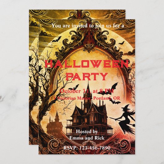 Gotische oude Victoriaans  enge Halloween Kaart (Voorkant / Achterkant)