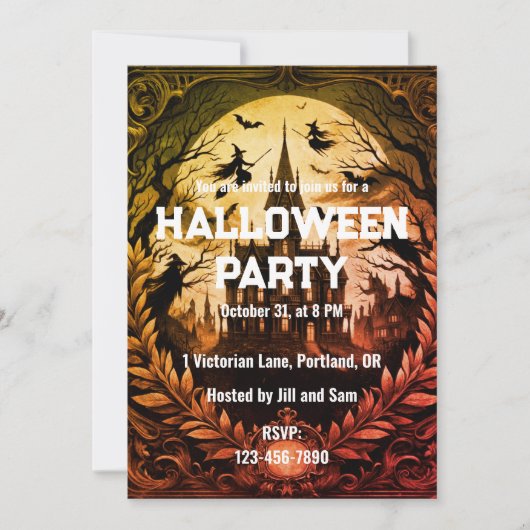 Gotische oude Victoriaans  Halloween Party Kaart (Voorkant)