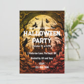 Gotische oude Victoriaans  Halloween Party Kaart (Staand voorkant)