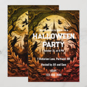 Gotische oude Victoriaans  Halloween Party Kaart (Voorkant / Achterkant)