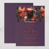 Gotische Paarse Bloed Wijn Engagement Party Kaart (Voorkant / Achterkant)