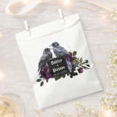 Gotische Paarse Bloemen Boeket met Ravens Bedankzakje (Geknipt)