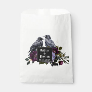 Gotische Paarse Bloemen Boeket met Ravens Bedankzakje