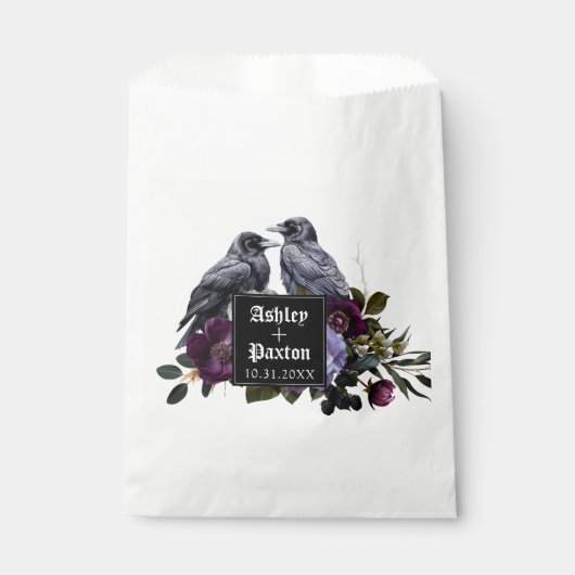 Gotische Paarse Bloemen Boeket met Ravens Bedankzakje (Voorkant)