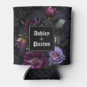 Gotische Paarse Bloemen Boeket op Kant met Ravens Blikjeskoeler (Voorkant)