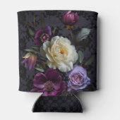 Gotische Paarse Bloemen Boeket op Kant met Ravens Blikjeskoeler (Achterkant)