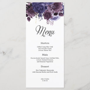 Gotische Paarse Bloemen Bruiloft Menu
