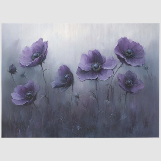 Gotische Paarse Bloemen Schilderen Decoupage Tissuepapier (Voorkant)