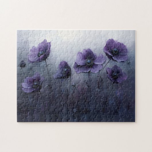 Gotische paarse bloemen schilderen legpuzzel (Horizontaal)