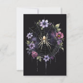 Gotische Paarse Bloemen Spider Web Handfasting RSVP Kaartje (Achterkant)