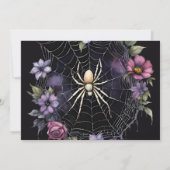 Gotische Paarse Bloemen Spider Web Handfasting Save The Date (Achterkant)
