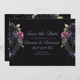 Gotische Paarse Bloemen Spider Web Handfasting Save The Date