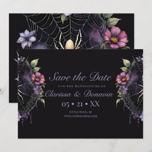 Gotische Paarse Bloemen Spider Web Handfasting Save The Date