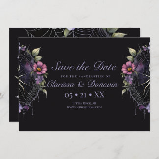 Gotische Paarse Bloemen Spider Web Handfasting Save The Date