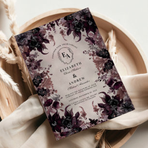 Gotische Paarse Bloom Wedding Kaart