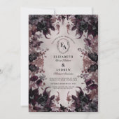 Gotische Paarse Bloom Wedding Kaart (Voorkant)