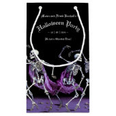 Gotische Paarse Dansende Skeletten Halloween Klein Cadeauzakje (Achterkant)