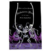Gotische Paarse Dansende Skeletten Halloween Medium Cadeauzakje (Voorkant)