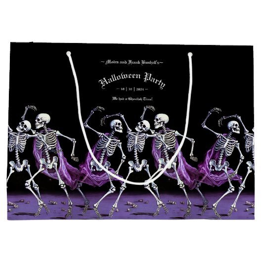 Gotische Paarse Dansende Skeletten Spooky Party Groot Cadeauzakje (Achterkant)
